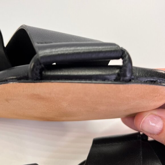 Vince Dylan Leather Flat Sandals Size 6.5M Black Asymmetrical Slide Shoes - Picture 14 of 16